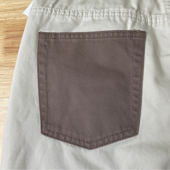 GLASSONS Brown Cream Two Tone Super High Waist Straight Leg Raw Hem Jeans Sz 14 - Picture 10 of 10